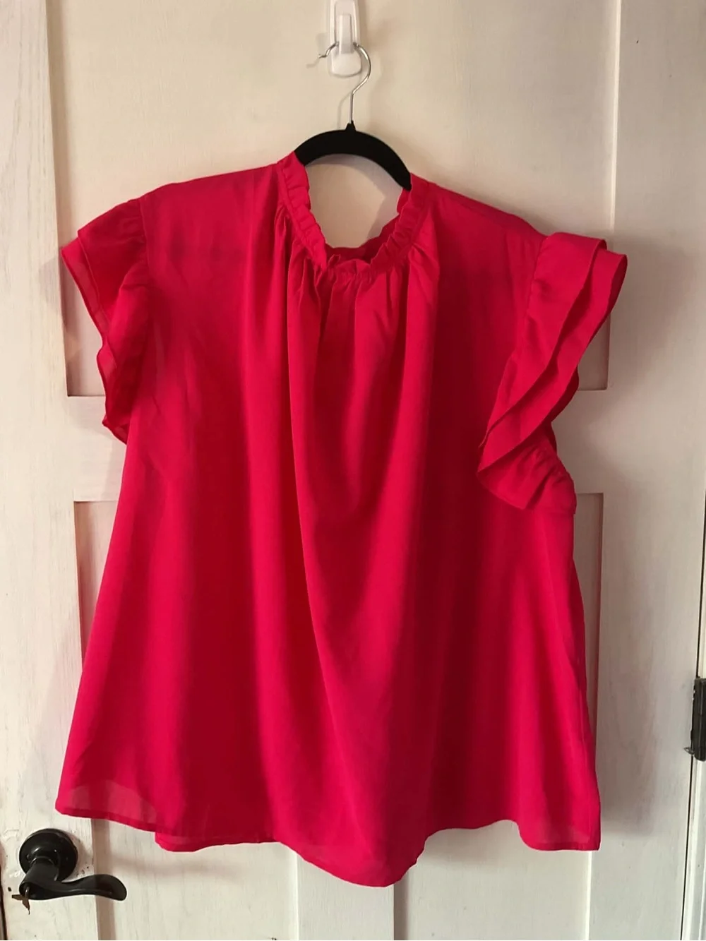 Women's Pink Ruffle Neck Tie-Front Top 40 for both